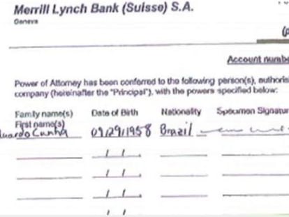 O documento do Merril Lynch assinado por Cunha.
