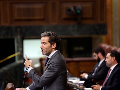 El diputado del PP Borja Sémper interviene en el primer pleno del Congreso de la XV Legislatura, este martes.