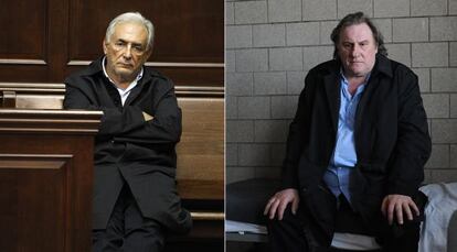 DSK, sentado en el banquillo por abusar de una empleada de un hotel de Nueva York. A la derecha, imagen de Depardieu en la pel&iacute;cula.