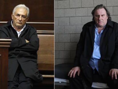 DSK, sentado en el banquillo por abusar de una empleada de un hotel de Nueva York. A la derecha, imagen de Depardieu en la pel&iacute;cula.