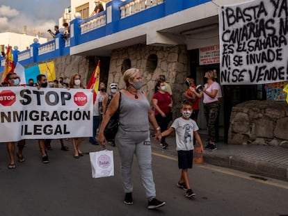 Manifestación en Arguineguín, Gran Canaria, el pasado mes de noviembre contra la inmigración irregular, secundada por Vox.