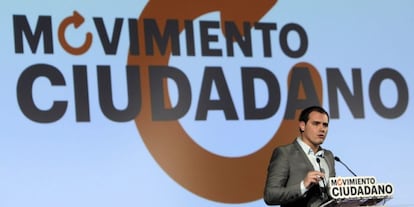 El líder de Ciutadans, Albert Rivera, durante el acto de presentación de Movimiento Ciudadano en Barcelona.