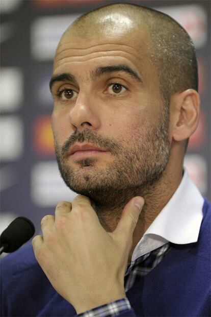 Josep Guardiola, durante la rueda de prensa.