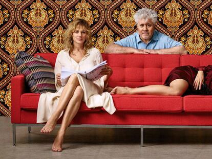 Almod&oacute;var, entre as atrizes protagonistas de Julieta. 