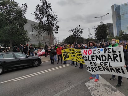 Corte de la Ronda Litoral de Barcelona, en apoyo a la huelga educativa, el pasado mes de maro del 2022.