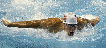 Michael Phelps, durante su serie de 200 metros mariposa.
