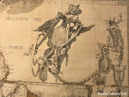 Detalle del mapa de Sudamérica, de Juan de la Cruz Cano.