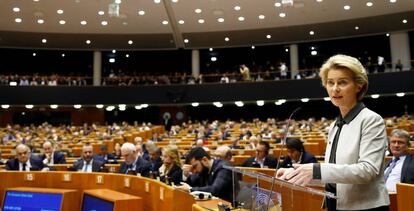 La presidenta de la Comisión Europea, Ursula von der Leyen, ayer en el Parlamento Europeo.