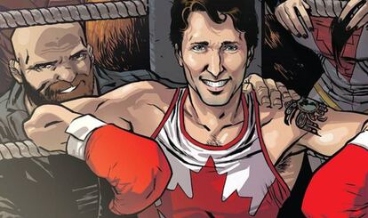 Caricatura de Justin Trudeau, en la portada de 'Marvel Civil War II: Choosing Sides'.