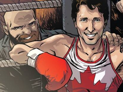 Caricatura de Justin Trudeau, en la portada de &#039;Marvel Civil War II: Choosing Sides&#039;.