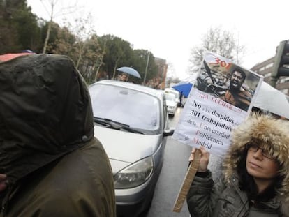 Protesta por los despidos de la Polit&eacute;cnica de Madrid. 