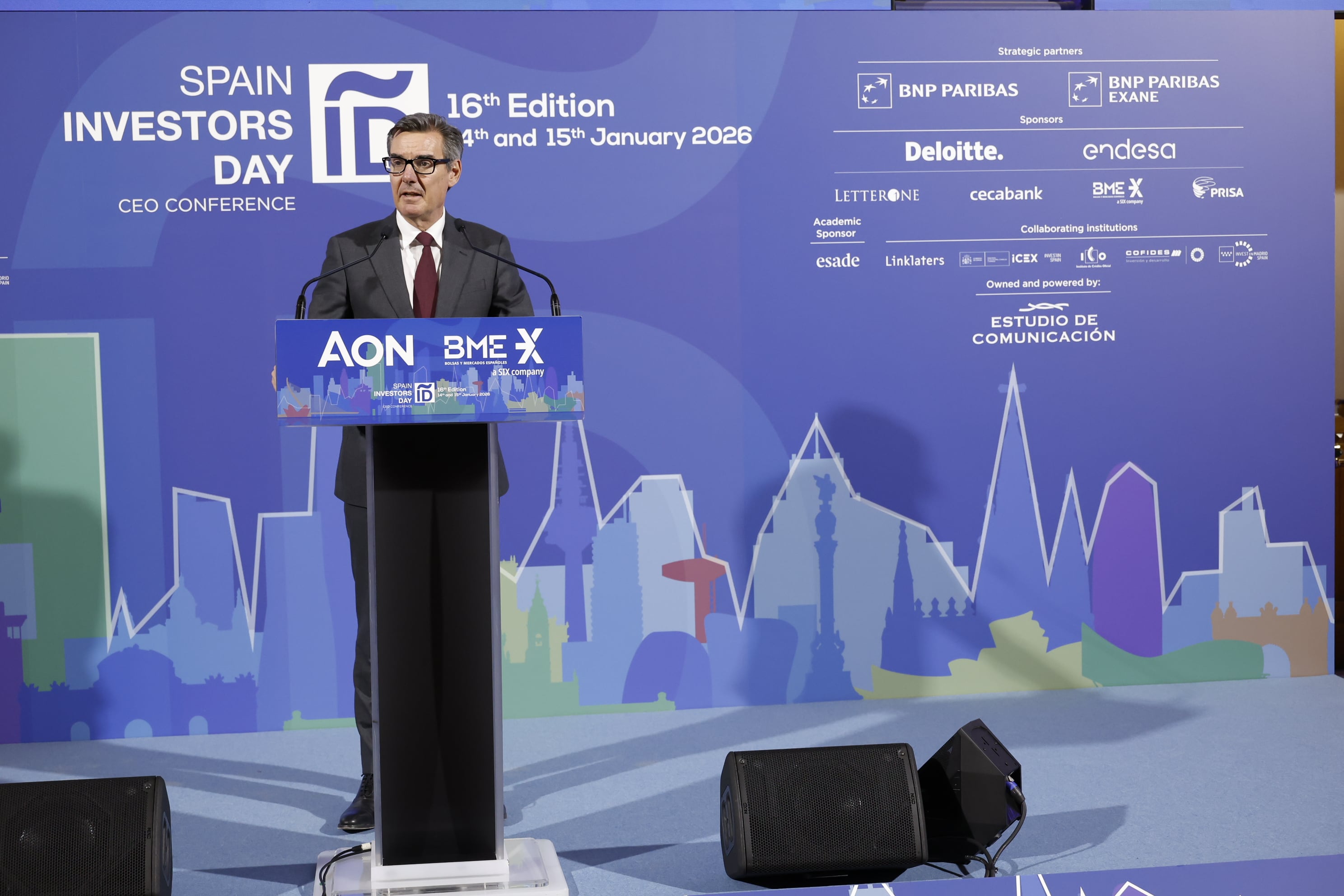 Carlos San Basilio, presidente de la CNMV, durante su discurso en el cierre de la primera jornada del Spain Investors Day.