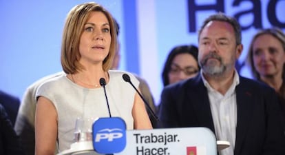 Dolores de Cospedal valora los resultados electorales el 24 de marzo.