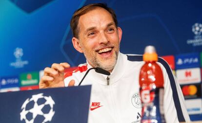 Thomas Tuchel, durante la rueda de prensa del PSG en el Santiago Bernabéu.