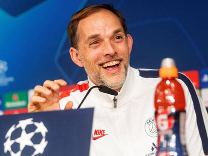 Thomas Tuchel, durante la rueda de prensa del PSG en el Santiago Bernabéu.