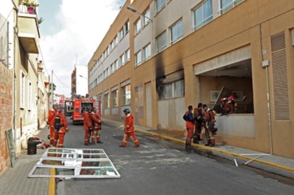 Imagen de la explosión en la cocina del hotel de Burjassot esta mañana.