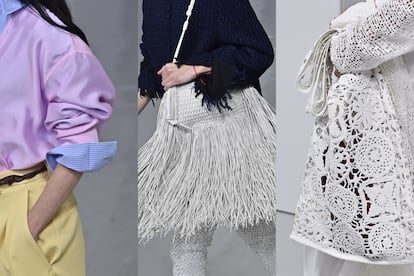 Detalles de estilismo y de la artesanía de Bottega Veneta.