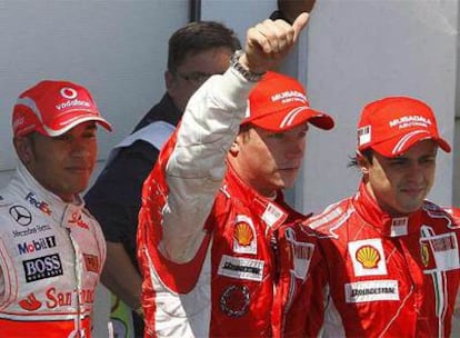 Raikkonen, junto a Massa y Hamilton, que partirá decimotercero