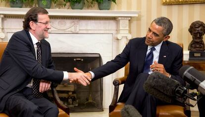 Rajoy y Obama, durante la entrevista en el despacho oval de la Casa Blanca.