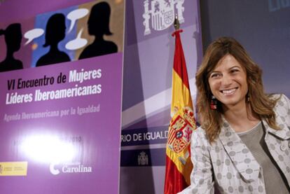 La ministra española de Igualdad, Bibiana Aído, en la apertura del encuentro.