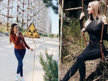 Duas das imagens que podem ser encontradas buscando pela localização ‘Chernobyl’ no Instagram.