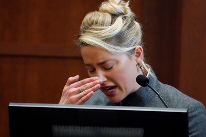 La actriz Amber Heard, este lunes. 