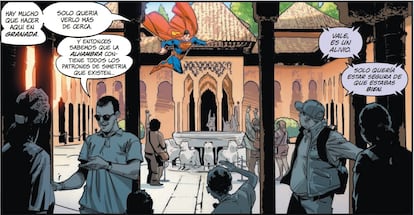 Viñeta de 'Superman en Granada', de Jorge Jiménez y Alejandro Sánchez, editado en español por Panini dentro de la antología 'Superman: el mundo', de DC Comics.