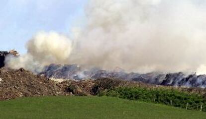 Una pira de miles de animales, ardiendo en Devon (Reino Unido) ayer.