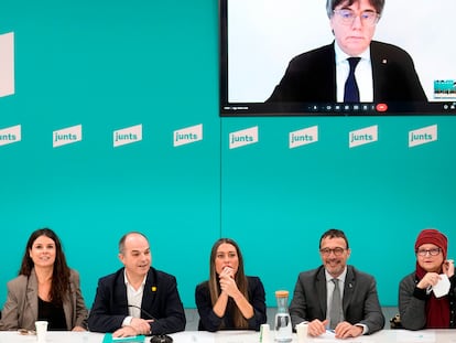 Puigdemont preside telemáticamente la reunión de este lunes de la ejecutiva de Junts.