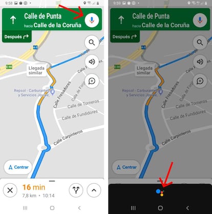 Usar el asistente de Google con el navegador de Maps.