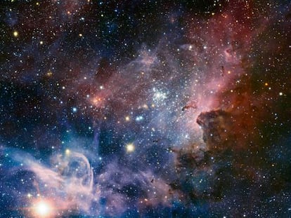 La nebulosa Carina, un panorama de gas, polvo y estrellas, vista en infrarrojo por el telescopio VLT, en Chile.