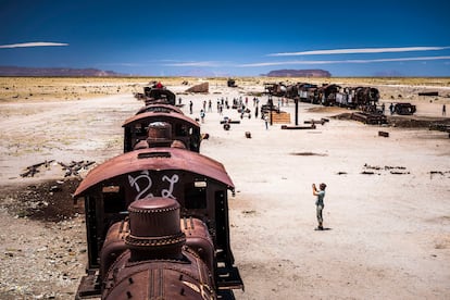 The Salar de Uyuni trains cemetery, Bolivia.