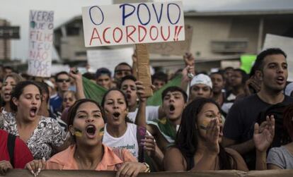 Protestas en Rio de Janeiro este viernes.