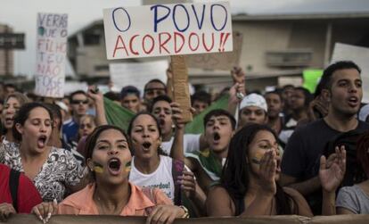 Protestas en Rio de Janeiro este viernes.  