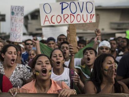 Protestas en Rio de Janeiro este viernes.  