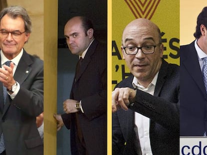 Desde la izquierda, Artur Mas, Xavier Vendrell, Oriol Soler y David Mad&iacute;.