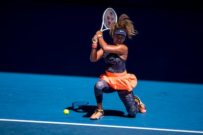 La tenista Naomi Osaka, el 18 de febrero de 2021, durante las semifinales del Abierto de Australia. 