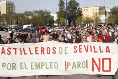 Movilización hoy en Sevilla de los trabajadores de Astilleros.