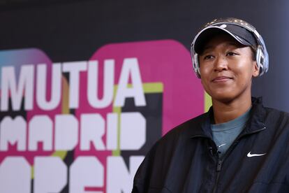 Naomi Osaka, durante su intervención ante los periodistas en Madrid.