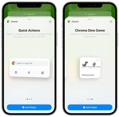 Nuevos widgets de Chrome 90 en iOS.