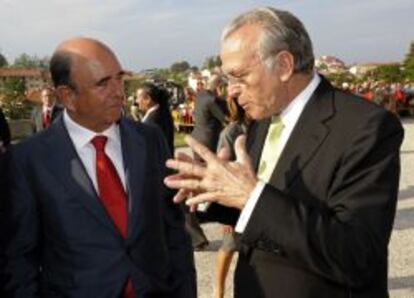 El presidente de Banco Santander, Emilio Botín, y el de CaixaBank, Isidro Fainé.