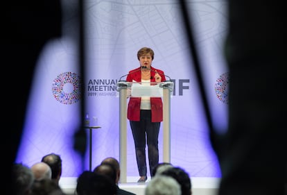 La directora gerente del Fondo Monetario Internacional, Kristalina Georgieva, da una charla en Washington.