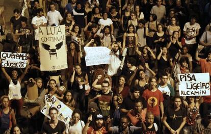 Manifestação dos estudantes em SP, nesta quarta.