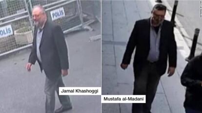 A la izquierda, el periodista Jamal Khashoggi; a la derecha, el supuesto doble.