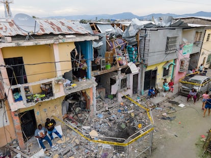 Vista del área afectada por el atentado en Guayaquil, Ecuador
