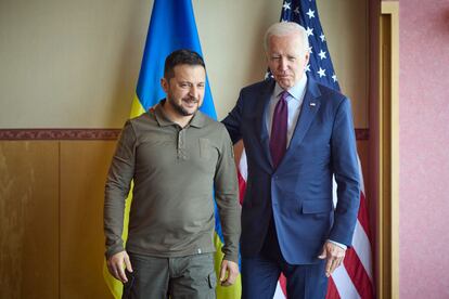 Volodímir Zelenski y Joe Biden, este domingo en Hiroshima. 