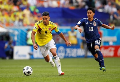 Falcao García, capitán de Colombia, durante la derrota 2-1 frente a Japón.