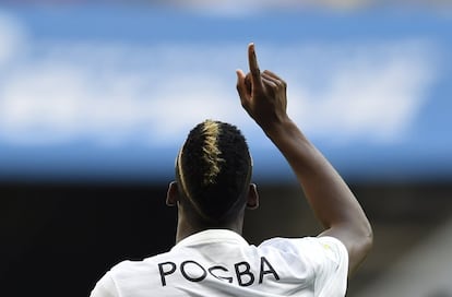 Pogba comemora seu gol na vitória de 2 a 0 contra a Nigéria, em Brasília.