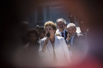 Dilma durante su discurso de despedida en Brasilia.