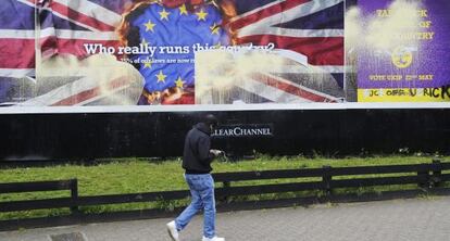 Vista de un cartel electoral del UKIP, este lunes en el sur de Londres.